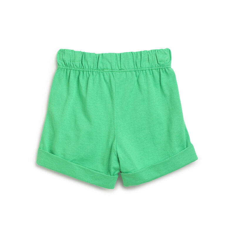 Boys White and Green Printed Outfit with Short Pants image number 3